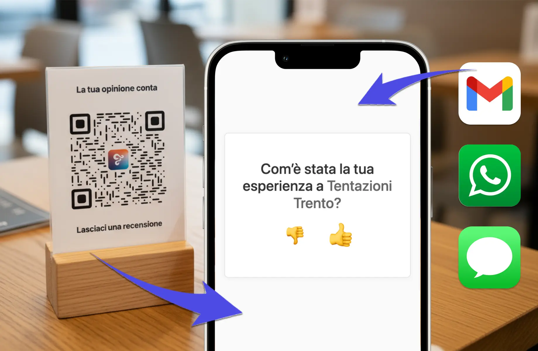 Cliente che scansiona un QR al tavolo